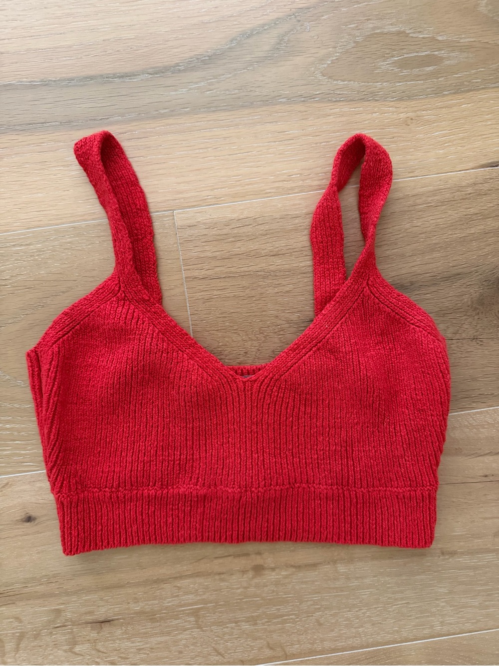 Enza Costa Red Knit Linen Cropped Tank